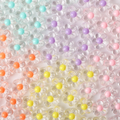 Acryl Blumenperlen Transparente Gänseblümchen Lose Abstandsperlen Für DIY Schmuckherstellung Basteln Armband Halskette
