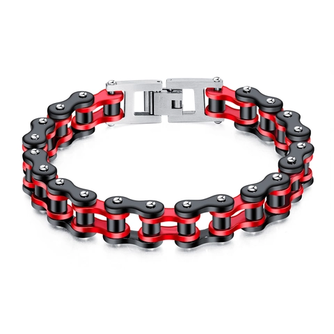 Biker Ketting Armband Roestvrij Staal Motorfiets Mechanische Stijl Tweekleurige Rock Punk Heavy Duty Handketting Voor Mannen Sieraden