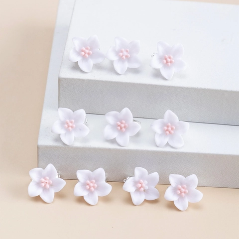 Mini Bloem Haarclips Hars Kleine Florale Vlechtspelden Zoete Styling Hoofddeksel Accessoires Voor Meisjes Wit Roze