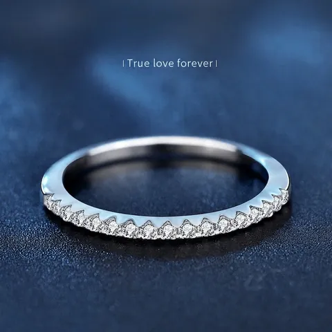 Moissanit Half Eternity Ring 925 Sterling Silber Minimalistischer Stapelbarer Band Schmuck Für Damen Jubiläum Hochzeit