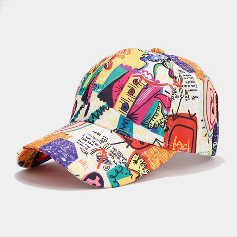 Graffiti Bedruckte Baseballkappe Polyester Streetwear Outdoor Sonnenhut Für Herren Damen Verstellbar