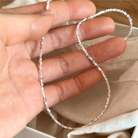 Collana Doppia In Argento Sterling 925 Minimalista Con Perline Irregolari Gioielli Geometrici Alla Moda Per Donna