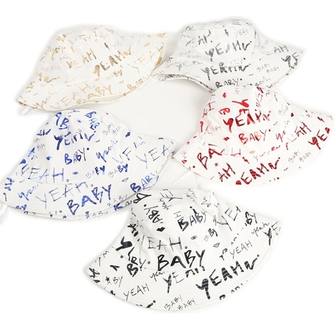 Cappello Pescatora Stampa Graffiti Cotone Poliestere Yeah Baby Motivo Lettere Moda Streetwear Protezione Solare Viaggio
