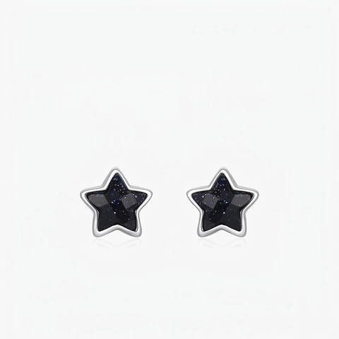 Stern Ohrstecker 925 Sterling Silber Mit Blauem Goldfluss Sternenhimmel Effekt Einfacher Nischen Modeschmuck Damen