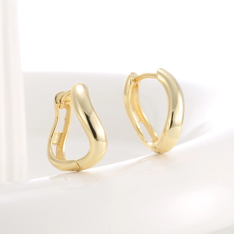 Orecchini a Cerchio Cavi Asimmetrici in Argento Sterling S925 Placcato Oro 14K Orecchini Huggie Geometrici Minimalisti Gioielli Donna