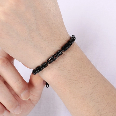 Bracciale A Catena Bizantina Titanio Acciaio Inossidabile Industriale Maglia Geometrica Regolabile Per Uomo Donna