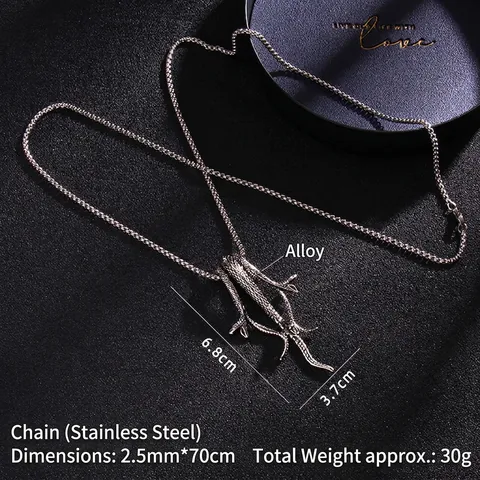 Exaggerated Mamba Snake Pendant Necklace Alloy Pendant Stainless Steel Chain Gothic Punk Jewelry Unisex
