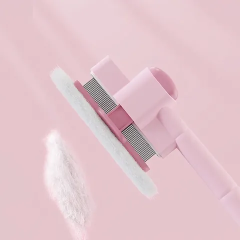 Pet Grooming Brush Self Cleaning Slicker Tool For Cats And Dogs Hair Removal Massage ABS Stainless Steel Wood Material