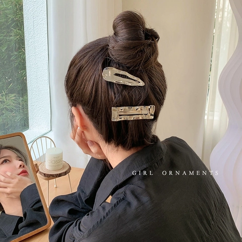Minimalistische Metall Haarklammern Für Frauen Legierung Hammerschlag Textur Geometrische Wassertropfen Rechteck Rutschfeste Vintage