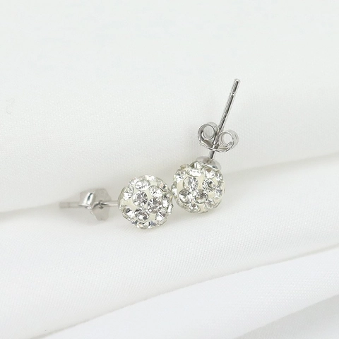 Orecchini a Bottone a Sfera in Argento Sterling 925 per Donna Orecchini a Sfera con Strass Luccicanti Gioielli Ipoallergenici