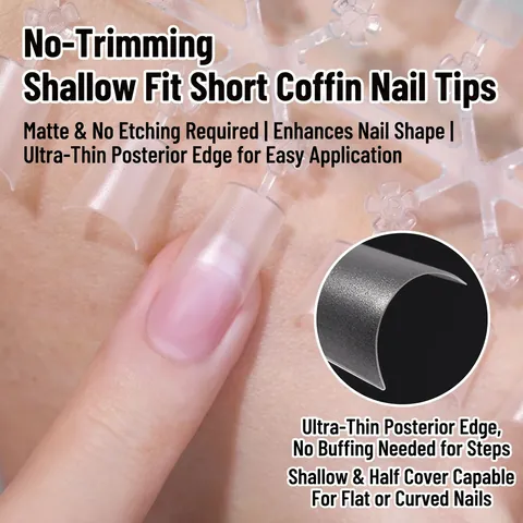 Punte Per Unghie Finte Ultrasottili Opache Smerigliato Trasparente PMMA Naturale Curva C French Ovale Trapezio Corto Manicure
