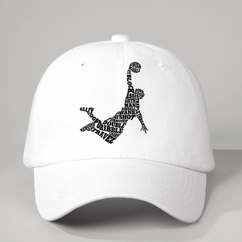 Baseballkappe Basketball Typografie Silhouette Druck Baumwolle Verstellbar Outdoor Sonnenschutz Sportmütze