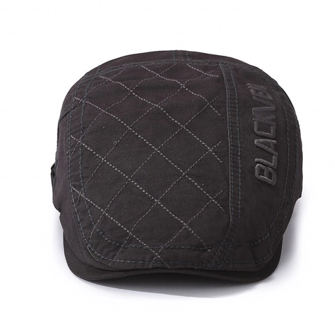 Vintage Ivy Cap 100% Cotton Quilted Diamond Pattern Letter Embroidery Adjustable Flat Hat Retro Newsboy Style