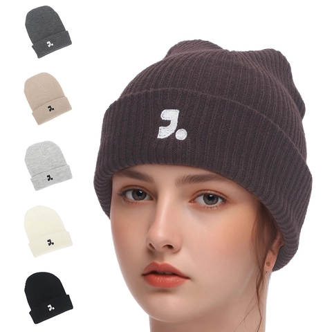 Ribbed Knitted Beanie Hat Acrylic Warm Winter Solid Color Cuffed Skull Cap For Men Women Simple Stylish
