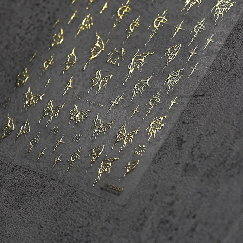Adesivi Per Unghie Farfalla 3D Rilievo Metallico Argento Oro Gotico Stella Decalcomanie Decorazione