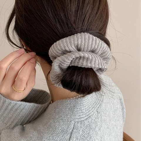 Retro Hand Knitted Wool Headband And Scrunchies Elastic Hair Tie Academy Style For Women Wide Knit Hair Accessories