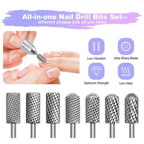 Professional Nail Drill Bits Alloy Manicure Grinding Head Electric Machine Accessory Acrylic Gel Removal Dead Skin Silver
