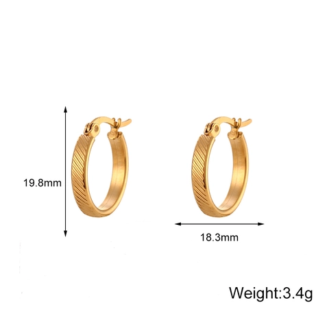 Edelstahl Creolen Vergoldet Diagonal Texturiert Minimalistisch Geometrischer Schmuck Für Damen