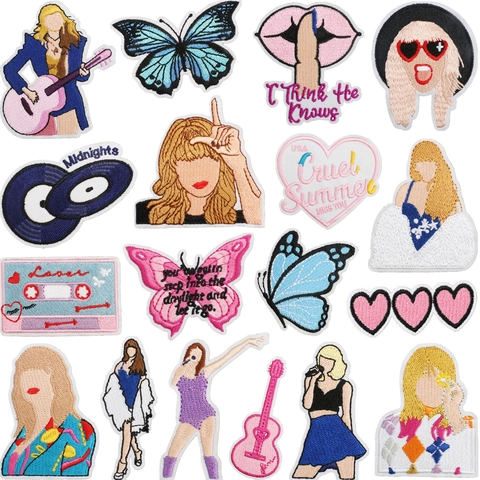 Geborduurde Patches Muziekthema Cartoonfiguur Vlinder Hart Strijken Naaien Decoratieve Applicatie Voor Kleding Tas