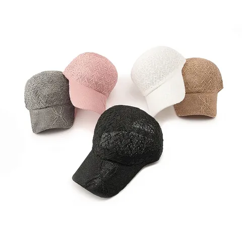 Women Baseball Cap Knitted Polyester Mesh Breathable Sunshade Outdoor Casual Elegant Minimalist Hat