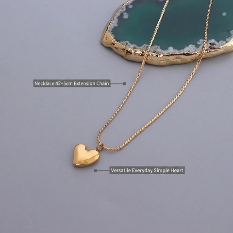 Elegante Collar Con Colgante De Corazón Acero Inoxidable Chapado En Oro De 18K Joyas Sencillas Para Mujer Diario Minimalista