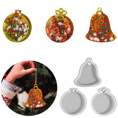 Christmas Round Bell Crown Silicone Mold DIY Resin Craft Pendant Ornament Making Tool Flexible