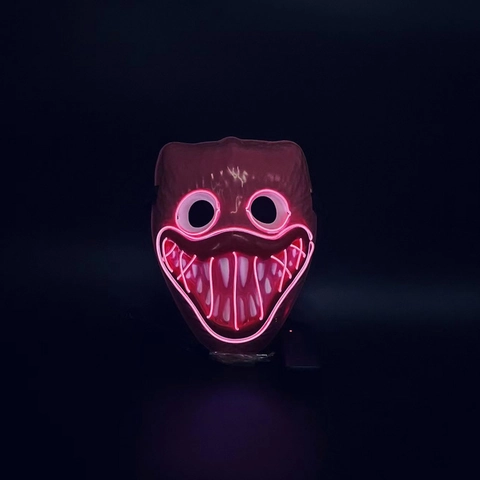 LED Glowing Horror Mask Plastic Cyberpunk Cold Light Neon Cosplay Props Halloween Party Costume Accessories Kids Adults