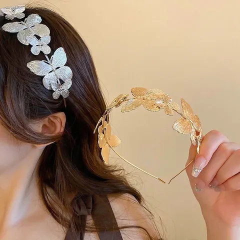 Serre-Tête Papillon Élégant Bandeau En Alliage De Métal Accessoires De Cheveux Mode Pour Femmes Mariage Fête