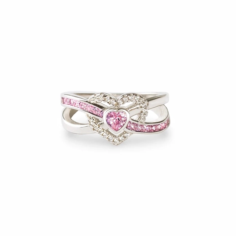 Anello Infinito a Cuore in Argento Sterling S925 Con Zirconia Rosa per Donna Moda Minimalista Placcato Oro Rosa Bianco Gioielli