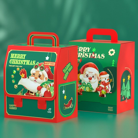 Confezione Regalo Di Natale Forma Zaino Cartone Maniglia Portatile Babbo Natale Pupazzo Di Neve Borsa Per Feste