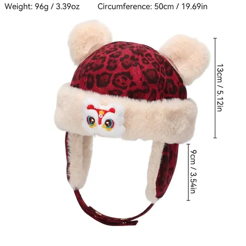 Kinder Winter Leopard Ohrenklappe Hut Kunstpelz Warm Winddicht Kleinkind Niedliche Tier Ohren Pilotenstil