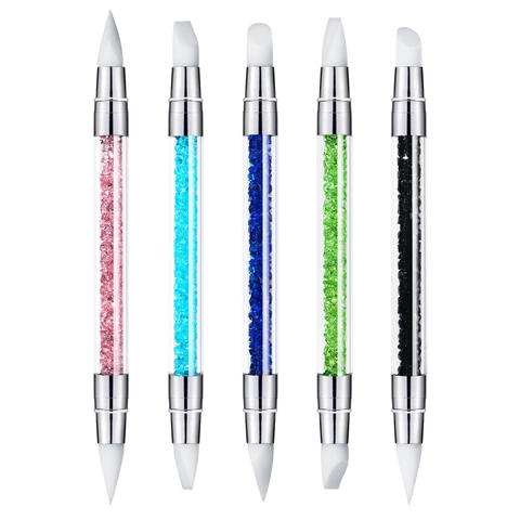 Pluma De Silicona Para Arte De Uñas De Doble Punta Mango De Diamantes De Imitacion Herramientas De Tallado Relieve