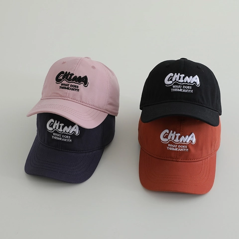 Kids Baseball Cap Cotton 3D Embroidery CHINA Letter Adjustable Sun Hat For Boys Girls Casual Sporty