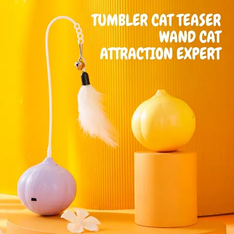 Interactive Electric Cat Toy Tumbler With Laser Feather And Bell Automatic Wobble ABS Boredom Relief For Kittens