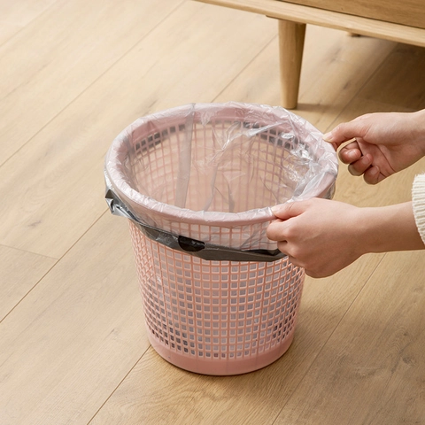 Hollow Grid Trash Can Plastic Wastebasket No Lid Round Waste Bin For Home Kitchen Bathroom Office Desktop Storage