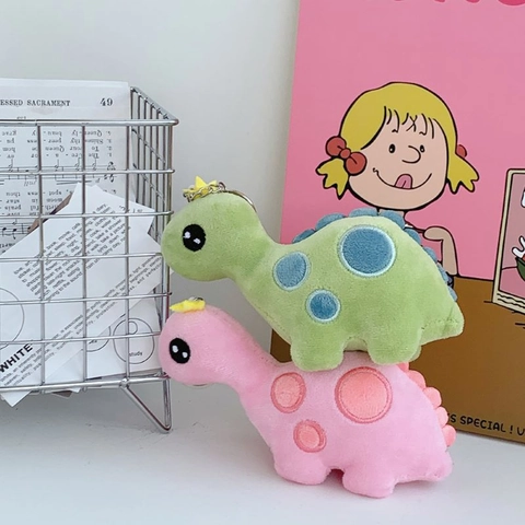 Simpatico Portachiavi in Peluche di Animali dei Cartoni Animati Ciondolo Morbida Bambola di Dinosauro Panda Zaino Ornamento Piccolo Regalo per Bambini Donna