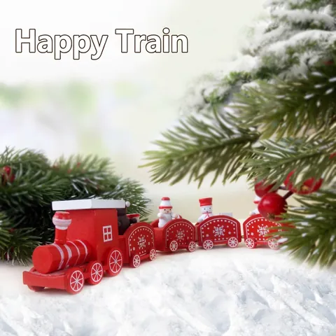 Christmas Mini Wooden Train Desktop Ornament Festive Decoration Santa Snowman Carriages Gift For Home Office