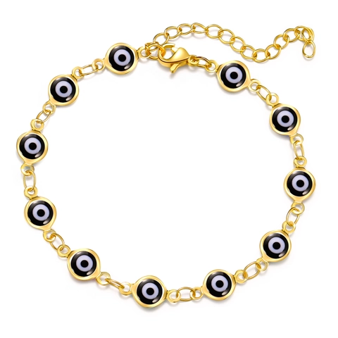 Evil Eye Bracelet Copper Adjustable Nazar Amulet Protection Wrist Chain Bohemian Jewelry For Unisex