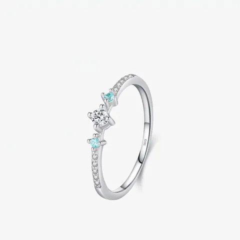 Anillo de Plata de Ley 925 para Mujer Circonia Redonda Centelleante Incrustado a Mano Estilo Fresco Joyería Geométrica Anillo de Dedo