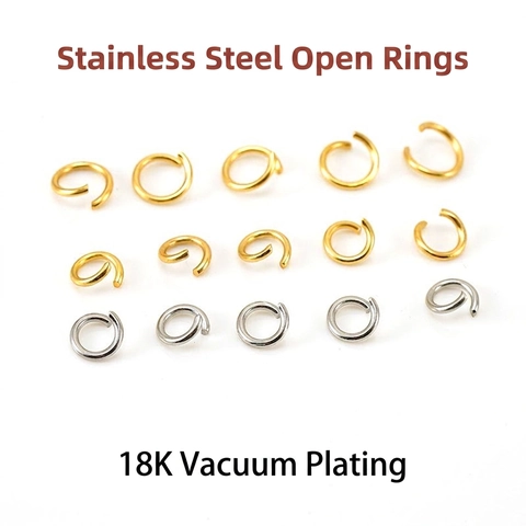 Stainless Steel Open Jump Rings 18K Gold Plated Round Metal Connector Loops For DIY Jewelry Making Necklaces Bracelets