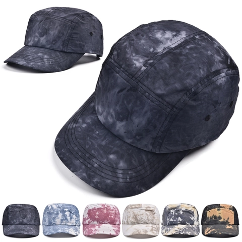 Chapeau De Camping Multi Panneaux Motif Marbré Tie Dye Tissu Respirant Séchage Rapide Casquette De Soleil Extérieur Unisexe