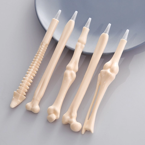 Creative Human Bone Shape Ballpoint Pen Blue Ink Novelty Plastic Writing Tool For Medical Students Nurses Halloween Gift