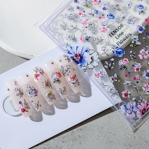 Autocollants Pour Ongles Floraux Ultra Mince Auto Adhésif Motif De Fleurs Décorations De Manucure Pour Femmes