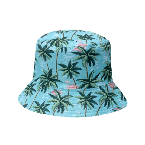 Bucket Hat Polyester Tropical Coconut Tree Flamingo Print Sun Protection Summer Beach Casual Outdoor For Women