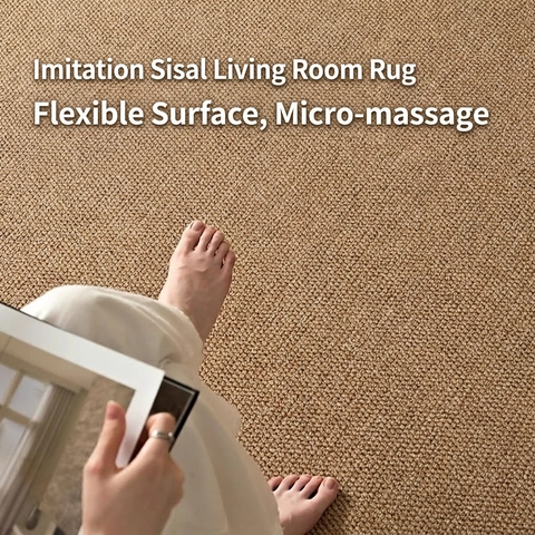 Modern Minimalist Area Rug Imitation Sisal Woven Polyester Anti Slip Large Floor Carpet For Living Room Bedroom Home Office