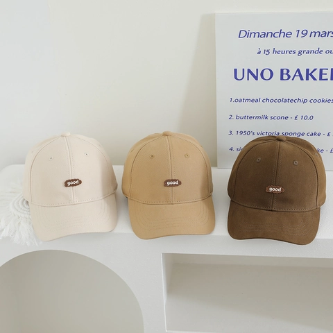 Kids Baseball Cap Cotton Blend Good Letter Patch Sun Hat Adjustable Casual Minimalist For Boys And Girls