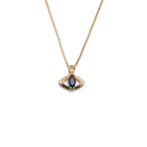 Evil Eye Anhänger Halskette Kupfer Zirkon Eingelegt Blau Kristall Geometrischer Boho Schmuck Für Damen