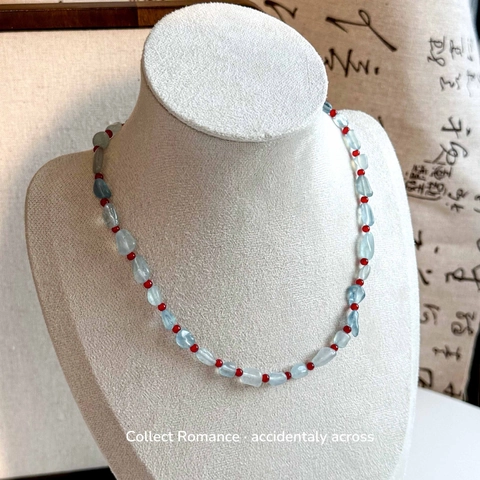 Collana E Bracciale In Pietra Naturale Vintage Blu Acquamarina Agata Rossa Perle Irregolari Chiusura Dorata Gioielli
