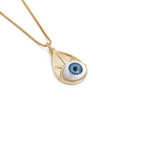 Evil Eye Anhänger Halskette Kupfer Vergoldet Zirkon Fatima Auge Box Kette Schmuck Geschenk Für Frauen