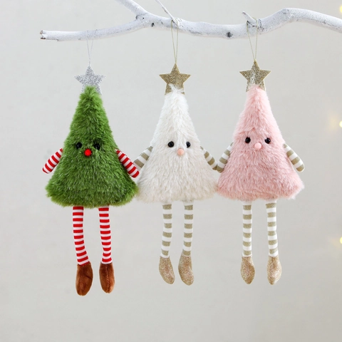 Plüsch Weihnachtsbaum Anhänger Mit Stern Lange Gestreifte Beine Hängende Puppen Festliche Party Haus Deko